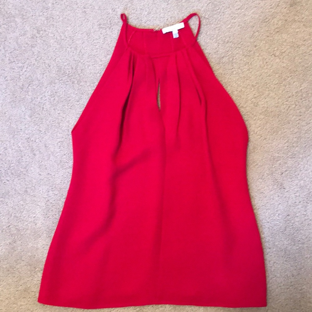 Red silk sleeveless blouse
